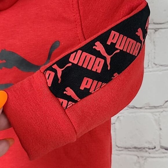 Baby Boys 0-3M Red Puma Hoodie Fleece Sweatshirt Logo Graphic Winter Pullover - Picture 4 of 6